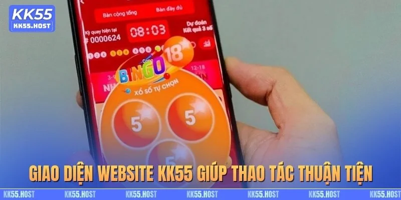 Giao diện website KK55 giúp thao tác thuận tiện