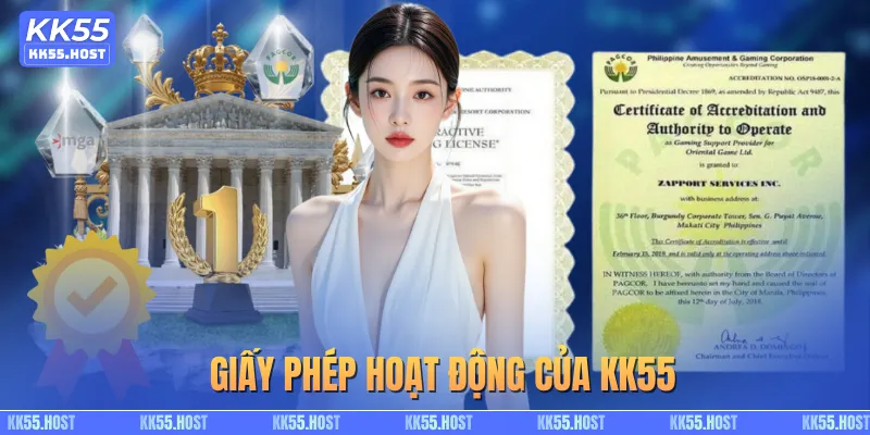 Uy tín KK55 được minh chứng qua nhiều giấy phép